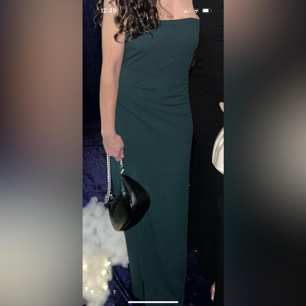 Emerald green long strapless dress